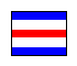 White Flag with Blue Stripes Top and Bottom and Red Strip in Center