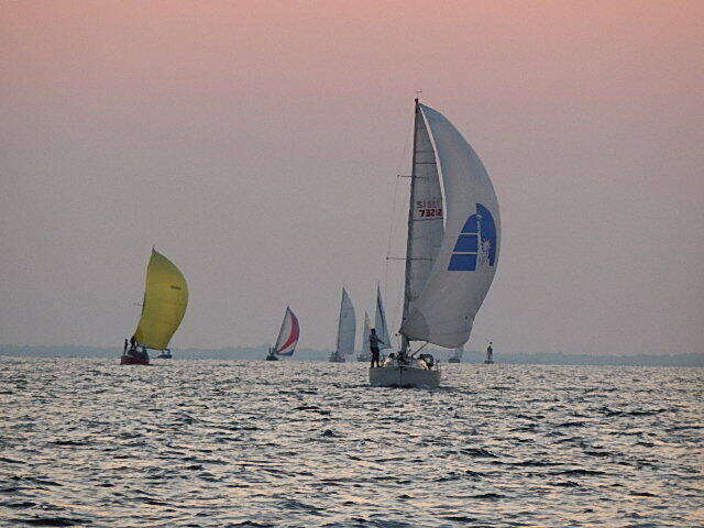 Part of the trailing Fleet just after sunset
